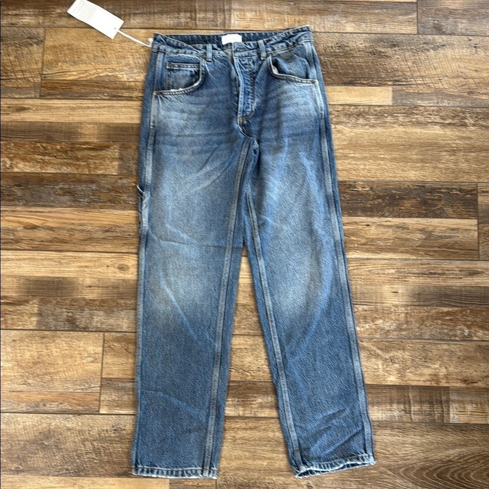 Boyish The Bailey Carpenter Pant Trapeze N Blue Straight Leg Jeans Womens 25 NEW